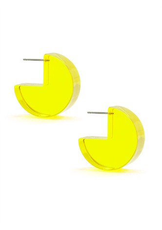 Lucite Pac-Man Huggie Earring
