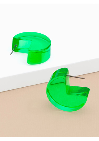 Lucite Pac-Man Huggie Earring