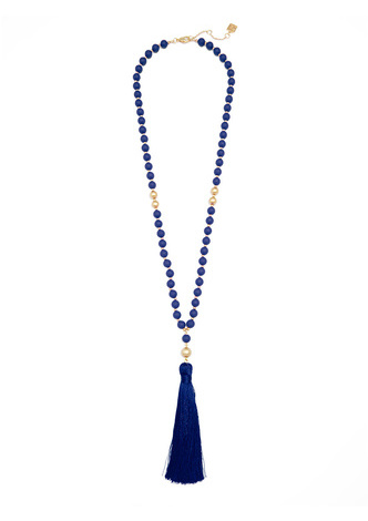 Matte Beaded Necklace with Tassel