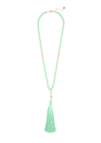 Matte Beaded Necklace with Tassel
