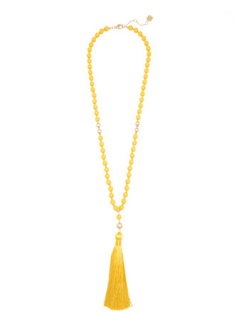 Matte Beaded Necklace with Tassel