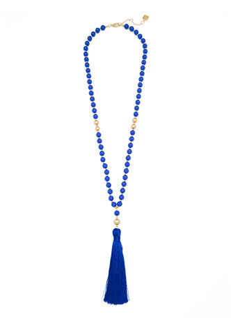 Matte Beaded Necklace with Tassel