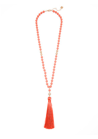 Matte Beaded Necklace with Tassel