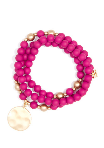 Matte Beaded Wrap Charm Bracelet