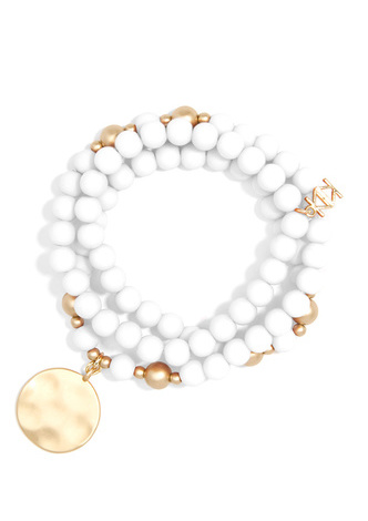 Matte Beaded Wrap Charm Bracelet