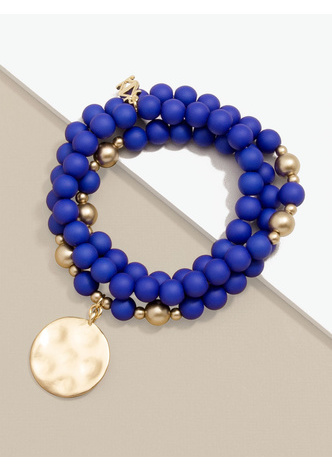 Matte Beaded Wrap Charm Bracelet