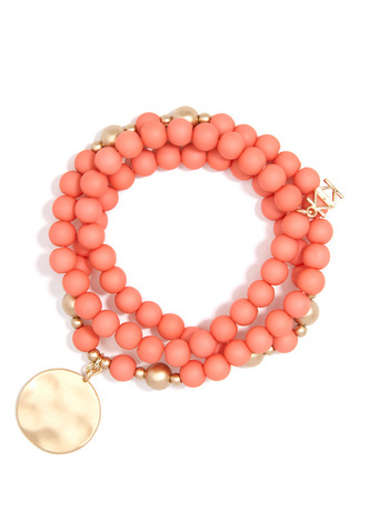 Matte Beaded Wrap Charm Bracelet