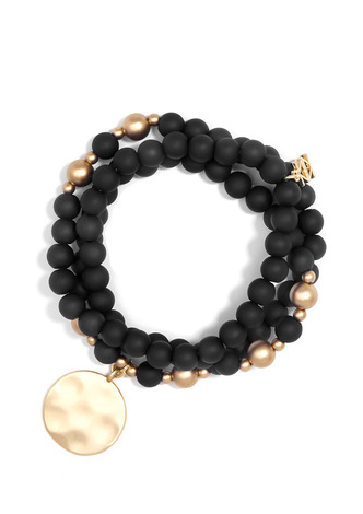 Matte Beaded Wrap Charm Bracelet