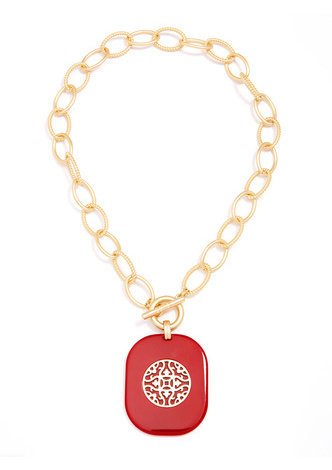 Matte Oval Links Pendant Collar Necklace