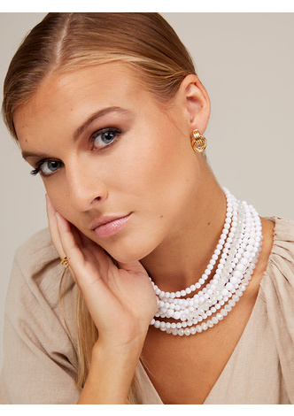 Matte and Crystal Beaded Collar Necklace