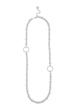 Metal Circle Charm Beaded Long Necklace