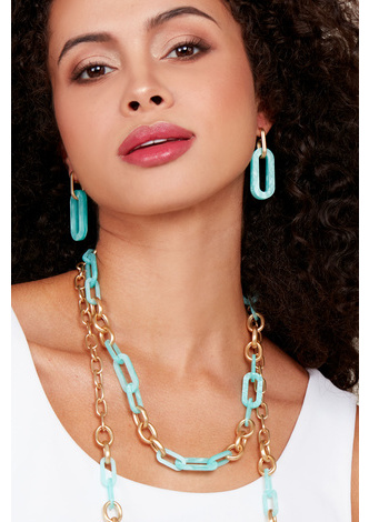 Metal and <em>Resin</em> Link Collar Necklace