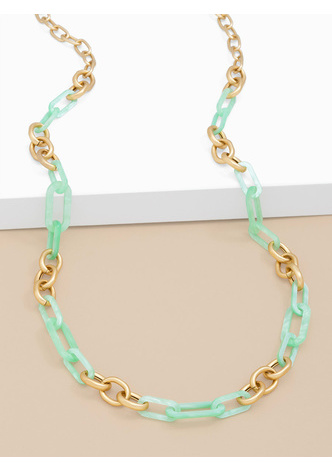 Metal and Resin Link Long Necklace