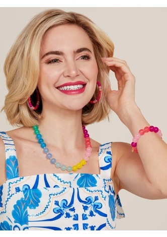 Multicolor Glass Bead Collar Necklace