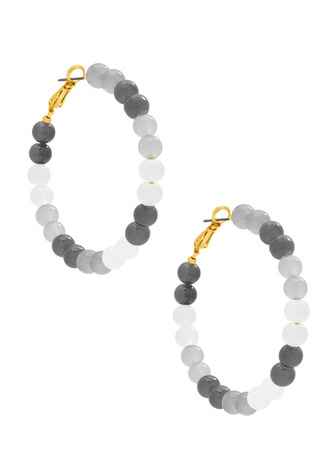 Multicolor Glass Bead Hoop Earring