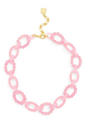 Multicolor Glass Bead and Resin Link Collar Necklace