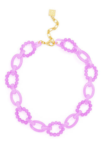 Multicolor Glass Bead and Resin Link Collar Necklace