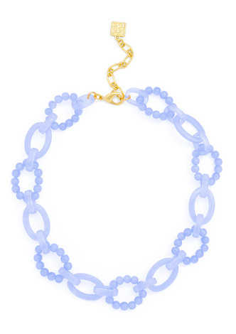 Multicolor Glass Bead and Resin Link Collar Necklace