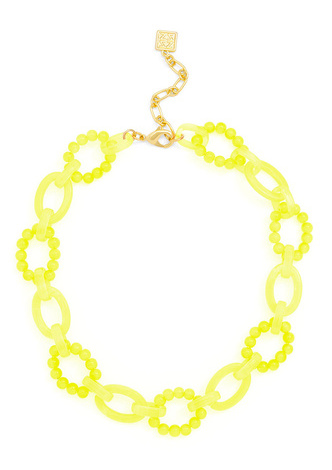 Multicolor Glass Bead and Resin Link Collar Necklace