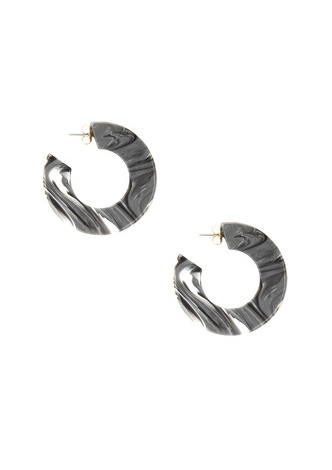 Open End Chunky Resin Hoop Earring - Navy