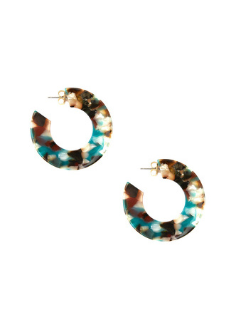 Open End Chunky Resin Hoop Earring - Navy