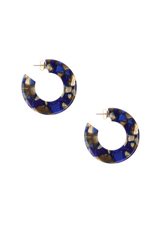 Open End Chunky Resin Hoop Earring - Navy