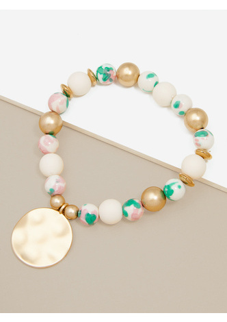 Porcelain & Resin Mixed Beaded Charm Bracelet