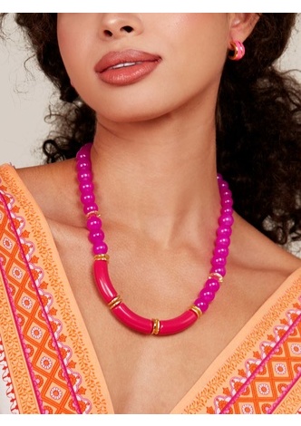 <em>Resin</em> Tube Glassbead Collar Necklace