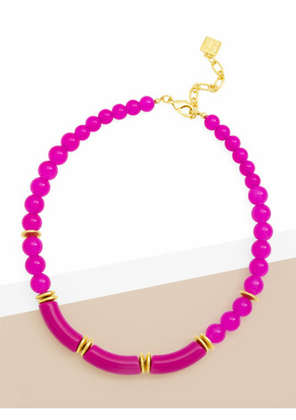 Resin Tube Glassbead Collar Necklace