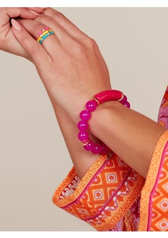 <em>Resin</em> Tube Glassbead Stretch Bracelet