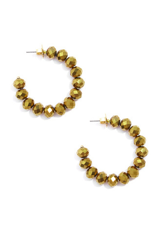 Small Beaded Crystal Hoop Earring