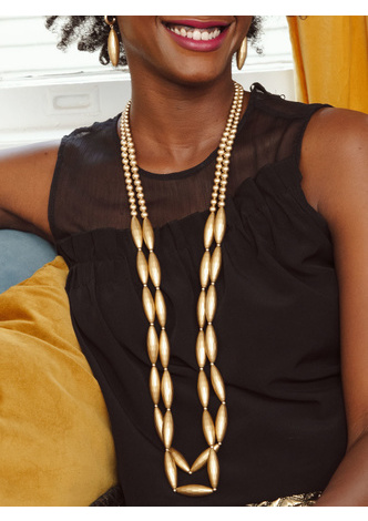 Spindle and Beads Long Necklace