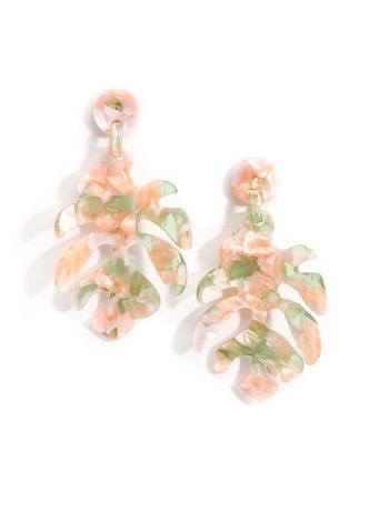 Tortoise Palm Tree Leaf Earring - Black and Brown