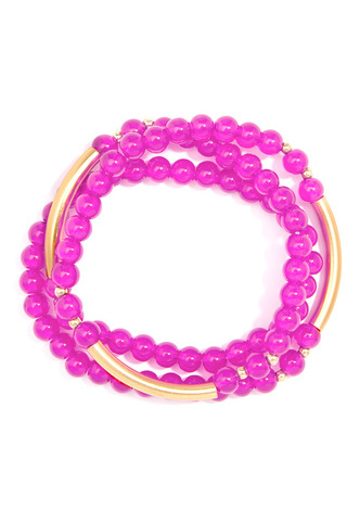 Glossy and Gold Beaded Wrap Bracelet