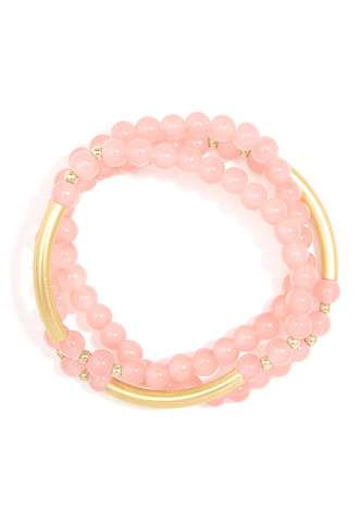 Glossy and Gold Beaded Wrap Bracelet