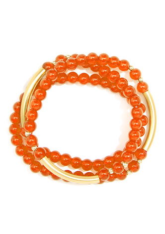 Glossy and Gold Beaded Wrap Bracelet