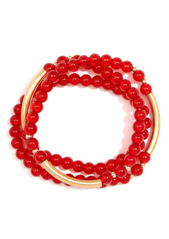 Glossy and Gold Beaded Wrap Bracelet