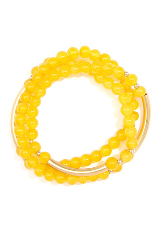 Glossy and Gold Beaded Wrap Bracelet